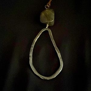 SILPADA NECKLACE, sterling oxidized hammered silver, oval pendant 34 inches long